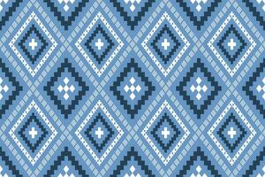 Indigo Marine Blau geometrisch traditionell ethnisch Muster Ikat nahtlos Muster Rand abstrakt Design zum Stoff drucken Stoff Kleid Teppich Vorhänge und Sarong aztekisch afrikanisch indisch indonesisch vektor