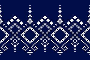 Indigo Marine Blau geometrisch traditionell ethnisch Muster Ikat nahtlos Muster Rand abstrakt Design zum Stoff drucken Stoff Kleid Teppich Vorhänge und Sarong aztekisch afrikanisch indisch indonesisch vektor