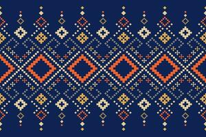 Indigo Marine Blau geometrisch traditionell ethnisch Muster Ikat nahtlos Muster Rand abstrakt Design zum Stoff drucken Stoff Kleid Teppich Vorhänge und Sarong aztekisch afrikanisch indisch indonesisch vektor