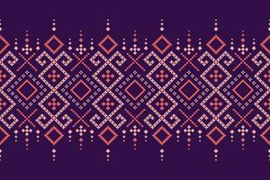 lila Kreuz Stich traditionell ethnisch Muster Paisley Blume Ikat Hintergrund abstrakt aztekisch afrikanisch indonesisch indisch nahtlos Muster zum Stoff drucken Stoff Kleid Teppich Vorhänge und Sarong vektor