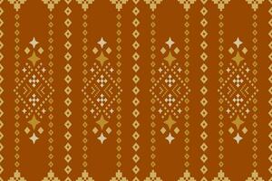 Orange Jahrgänge Kreuz Stich traditionell ethnisch Muster Paisley Blume Ikat Hintergrund abstrakt aztekisch afrikanisch indonesisch indisch nahtlos Muster zum Stoff drucken Stoff Kleid Teppich Vorhänge und Sarong vektor