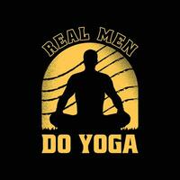 rolig yoga män t skjorta design. verklig män do yoga årgång t skjorta. vektor