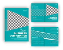 Geschäft bi falten Broschüre und Digital Unternehmen Profil Design Vorlage vektor