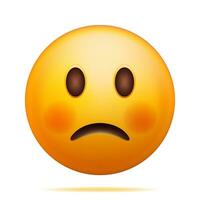 3d Gelb traurig Emoticon isoliert auf Weiß. machen traurig Emoji. leicht unzufrieden Gesicht. Kommunikation, Netz, Sozial Netzwerk Medien, App Taste. realistisch Vektor Illustration
