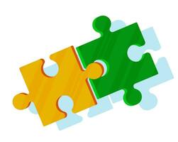 verbinden Puzzle Stücke. Symbol von Zusammenarbeit, Zusammenarbeit, Partnerschaft. Geschäft Strategie und Lösung, Mannschaft Arbeit Konzept. Karikatur eben Vektor Illustration