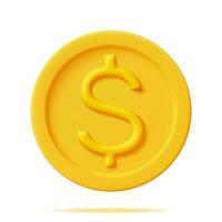 3d Gold Münze mit Dollar Zeichen Symbol isoliert. amerikanisch Dollar Münze machen. leeren golden Geld unterzeichnen. Wachstum, Einkommen, Ersparnisse, Investition. Symbol von Vermögen. Geschäft Erfolg. Vektor Illustration