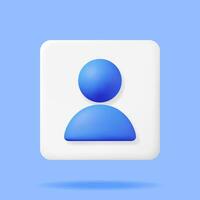 3d enkel användare ikon isolerat. framställa profil Foto symbol ui. avatar tecken. person eller människor gui element. realistisk vektor illustration