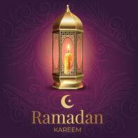 ramadan kareem hälsning kort med lykta och islamic kalligrafi ramadan k vektor