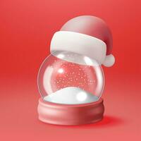 3d Glas Weihnachten Schnee Globus mit Santa claus Hut isoliert. machen Speer Podium mit Deckel glücklich Neu Jahr Dekoration. fröhlich Weihnachten Urlaub. Neu Jahr Weihnachten Feier. realistisch Vektor Illustration