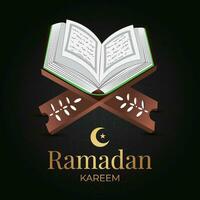 Ramadan kareem Gruß Karte Ramadan kareem Hintergrund mit öffnen Buch und Halbmond vektor