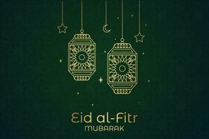 eid al-fitr Mubarak Gruß Karte mit Moschee und Arabisch Text vektor