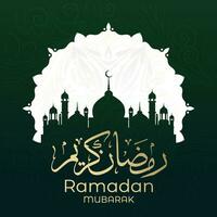 ramadan mubarak hälsning kort med islamic kalligrafi ramadan mubarak vektor