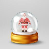 3d Glas Weihnachten Schnee Globus mit Santa claus isoliert. machen Kugel Podium mit Santa Klaus. Neu Jahr Dekoration. fröhlich Weihnachten Urlaub. Weihnachten Feier. realistisch Vektor Illustration