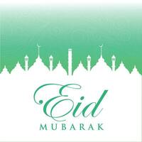 eid Mubarak Gruß Karte mit Moschee Vektor