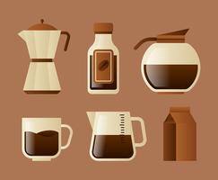 Kaffee-Elemente-Clipart-Set vektor