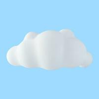 3d vit moln isolerat på blå bakgrund. tecknad serie fluffig moln ikon. framställa bubbla söt cirkel formad rök eller stackmoln dimma symbol. vektor illustration