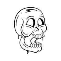 Teufel Schädel Hand gezeichnet Vektor, Kopf Skelett, unheimlich Kopf Knochen, komisch Karikatur Schädel Symbol vektor