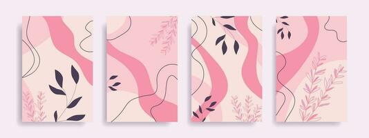 blommig modern abstrakt bakgrunder i rosa toner. affisch med blommor. vektor