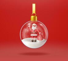 3d Glas Weihnachten Schnee Globus mit Santa claus isoliert. machen Kugel mit Santa Klaus. Neu Jahr Dekoration. fröhlich Weihnachten Urlaub. Weihnachten Feier. realistisch Vektor Illustration