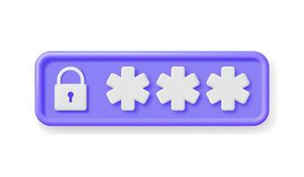 3d Passwort Feld mit Vorhängeschloss isoliert. machen versteckt Passwort Symbol im Pad sperren. Computer Daten Schutz, Sicherheit und Vertraulichkeit. Sicherheit, Anmeldung Verschlüsselung und Privatsphäre. Vektor Illustration