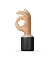3d hand framställning ok gest isolerat. framställa hand göra ok symbol med fingrar. positiv tecken eller känsla. kund recension betyg eller klient respons. kropp språk. vektor illustration