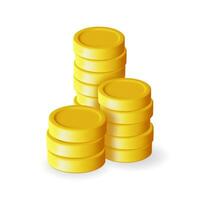 3D-Stapel Goldmünzen-Symbol isoliert. Haufen von amerikanischen Dollarmünzen rendern. leeres goldenes geldzeichen. Wachstum, Einkommen, Ersparnisse, Investitionen. Symbol des Reichtums. Geschäftlicher Erfolg. Vektor-Illustration vektor