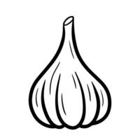 Knoblauch schwarz Linie Symbol zum animiert Karikatur Essen Zutat und würzen Vektor Illustration