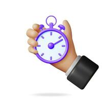 3d analog Chronometer Timer Zähler im Hand isoliert. machen Uhr Stoppuhr Symbol. Messung von Zeit, Termin, Zeitmessung und Zeit Verwaltung Konzept. Uhr Symbol. minimal Vektor Illustration