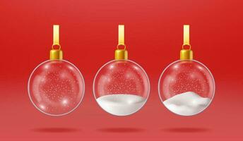 3d glas jul snö boll isolerat. framställa tömma snö spere klot. Lycklig ny år dekoration. glad jul Semester. ny år xmas firande. realistisk vektor illustration