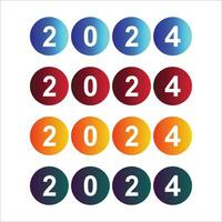 2024 Gradient Ball Text bewirken Zahlen, einstellen von 4 Vektoren