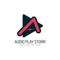 Leistung abspielen Audio- Dreieck Brief ein Logo Vorlage Design zum Marke oder Unternehmen und andere vektor