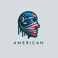 amerikan flagga ansikte logotyp mall design för varumärke eller företag och andra vektor
