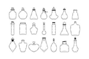 en uppsättning av kolvar ikoner för skapande magi flaskor. vektor