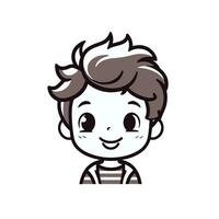 ai genererad söt liten pojke med leende ikon illustration avatar av söt stilig pojke tecknad serie stil vektor