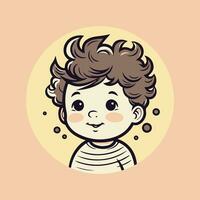 ai generiert süß wenig Junge mit Lächeln Symbol Illustration Benutzerbild von süß gut aussehend Junge Karikatur Stil vektor