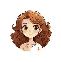 ai genererad en söt liten flicka med leende ikon illustration avatar av söt flicka tecknad serie anime stil vektor