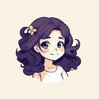 ai genererad en söt liten flicka med leende ikon illustration avatar av söt flicka tecknad serie anime stil vektor