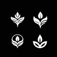 Blätter Logo Vektor einstellen isoliert auf schwarz Hintergrund. verschiedene Formen von Grün Blätter von Bäume und Pflanzen. Elemente zum Öko und bio Logos.