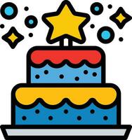 födelsedag kaka med ljus kaka ikon. symbol av de Semester, födelsedag. festlig kaka med en ljus. isolerat vektor illustration.graphic, gott, samling, glasyr, realistisk, godis, ballong, platt.