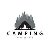 einfach Vektor draussen Camping Logo, wild Abenteuer Vorlage mit alt Jahrgang Stil