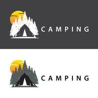 einfach Vektor draussen Camping Logo, wild Abenteuer Vorlage mit alt Jahrgang Stil