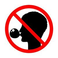 Zeichen Verbot Essen Kauen Gummi. Vorsicht Symbol Kauen Gummi ist nicht erlaubt. Vektor Illustration