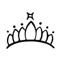 Krone Symbol im Hand gezeichnet Gekritzel Stil isoliert auf Weiß Hintergrund. König Krone Skizzen, majestätisch Tiara, König und Königin königlich Diademe Vektor. Linie Kunst Prinz und Prinzessin luxuriös Kopf Zubehör. vektor