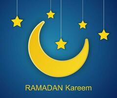 Ramadan kareem Plakate oder Einladungen Design mit 3d Papier Schnitt islamisch Sterne und Mond. Vektor Illustration. Platz zum Text