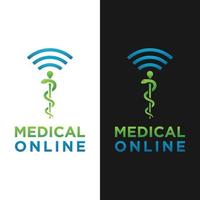 medicinsk orm caduceus med wifi signal logotyp formgivningsmall vektor