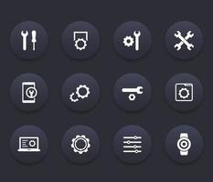 Einstellungen, Konfiguration, Entwicklung, Service Icons Set vektor