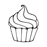 Cupcake Silhouette Design. Cupcake Karikatur Illustration im schwarz Farbe vektor