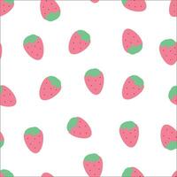 sömlös mönster med söt tecknad serie jordgubbar för tyg grafik, textilier, gåva omslag papper. färgrik vektor för barn, platt stil