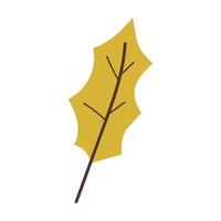 Hand gezeichnetes gelbes gefallenes Herbstblatt lokalisiert auf einem weißen Hintergrund. Vektor-Illustration. Gestaltungselement für Herbstferien. vektor
