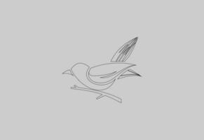 Vogel auf Ast dünn Linie Symbol - - editierbar Schlaganfall vektor
